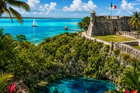 Private Bacalar Lagoon, Cenote Azul & San Felipe Fort Tour