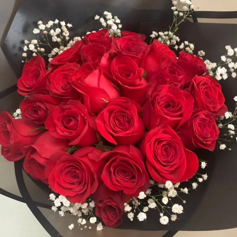 A bouquet of 24 roses